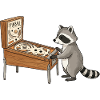 Raccoon at pinball table