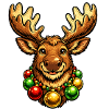 Elch mit Weihnachtsbaumkugelkette