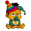 Bunter Babyclown mit Hut