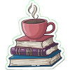 Kaffee und Bücherstapel