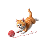 Kitten with red ball of wool