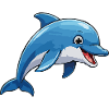 Laughing Dolphin Cartoon Blue