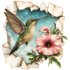Hummingbird with flower