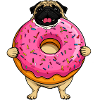 Donut Pug Dog in Pink Frosting