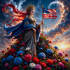 Floral goddess with American flag