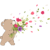Süßer Bär mit Blumenstrauß Motiv 