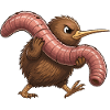 Kiwi with pink worm