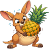 Kangaroo with Pineapple Cartoon