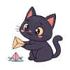 Kawaii Origami Cat and Paper