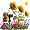 Bee films sunflowers