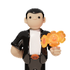 3D Toy Figurine with Orange Bouquet