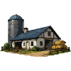 Rural barn with silo