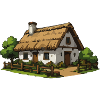 Small thatched house in the countryside