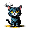 Cat under a rain cloud