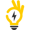 Electrician Hand Flash OK Light Bulb
