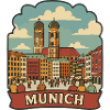 Münchner Frauenkirche Retro Reiseaufkleber