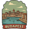 Budapester Parlament Retro-Reiseaufkleber