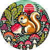 Whimsical Squirrel Among Mushrooms
