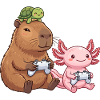 Capybara and Axolotl Gaming Funny 