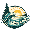 Surfers at sunset
