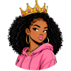 Royale noire - dame à capuche rose