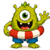 Monster with swimming trunks