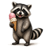Waschbär mit Eiscreme