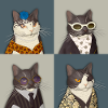 Rebel Chic Tuxedo Cat Quartet