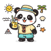Summer panda on the beach