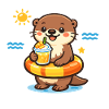 Otter mit Getränk am Strand