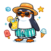 Summer penguin with drink