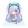 Kawaii gamer with cat ears