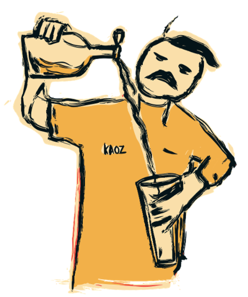 Skumma bartender häller upp öl