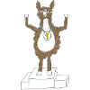 Lama mit Medaille auf Siegerpodest