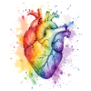 Herz in Regenbogen-Aquarell