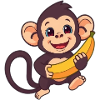 Cute Funny Monkey with Banana Gift