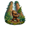 Waldfreund Bigfoot im Waldpfad