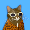 Tabby Cat in Leopard Print