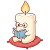 Kerze liest ein Buch