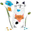 Chat noir aux fleurs
