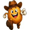 Running potato with hat