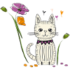 Chat aux fleurs