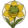 Frog in a Sunny Daffodil Bloom