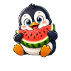 Cute Penguin Melon Cartoon Summer Tropical
