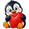 Cute Penguin Cartoon Strawberry Summer Joy