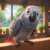Animated Gray Parrot Home