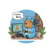 Gamer Capybara in Shark Pajamas