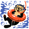 Funny otter with diving goggles