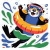 Funny otter with diving goggles