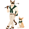 Golf cat in polo outfit